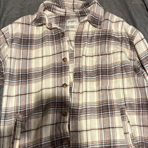 Men's Plaid Flannel Shirt - Brown and Cream